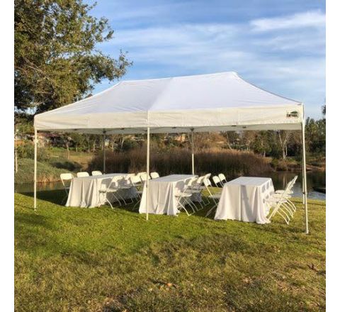 10X20 Canopy, 3 Tables with Linen & 18 Chairs Rental in San Diego