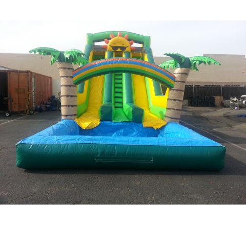  Tropical Sunshine Dual Lane Water Slide Rental in San Diego