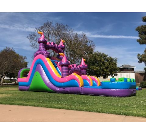 Pink Castle Dual Water Slide Rental in San Diego