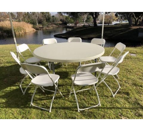 Round Party Table with 9 Chairs Package Rental in San Diego