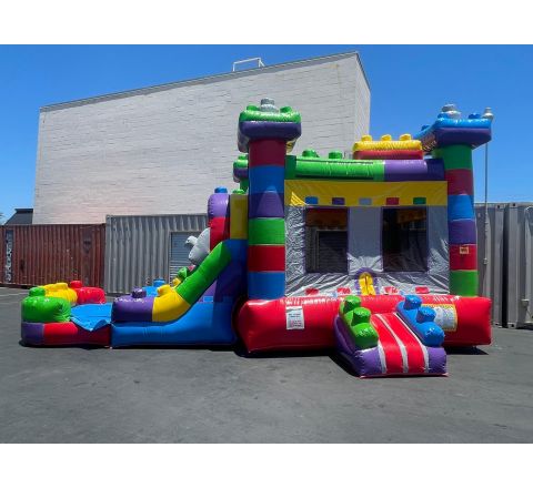 Dual Lane Mega Block Combo Water Slide (sku W311)