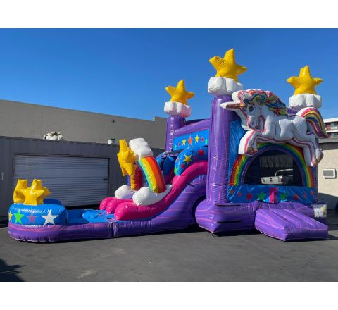 3 in 1 Dual lane unicorn water slide w Pool combo (sku W315)