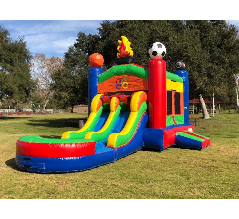 Dual Lane Sport Water Slide Combo Jumper Rental in San Diego